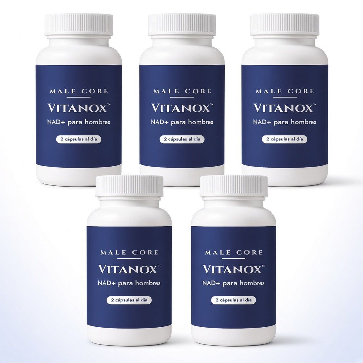 5 paquetes de Vitanox™ NAD+ for Men: cinco frascos