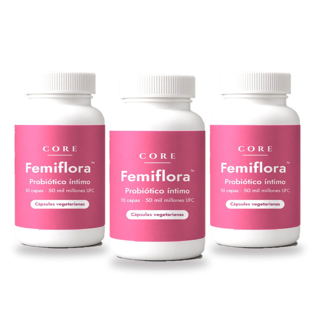 Paquete de 3 frascos de Femiflora™ probiótico íntimo