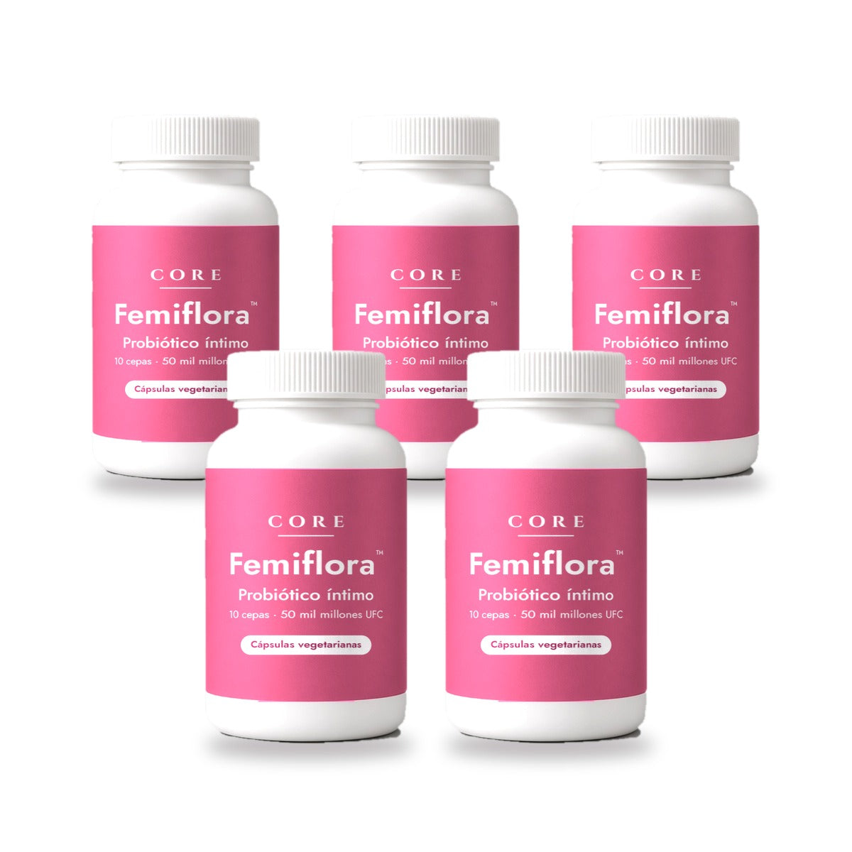 Paquete de 5 frascos de Femiflora™ probiótico íntimo