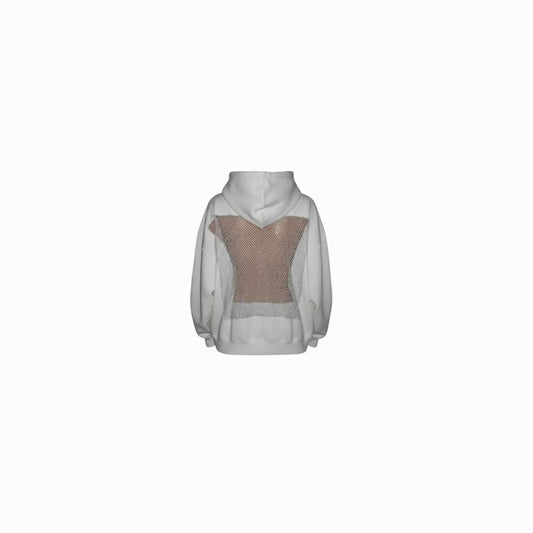 Backless Mesh Glitter Hoodie