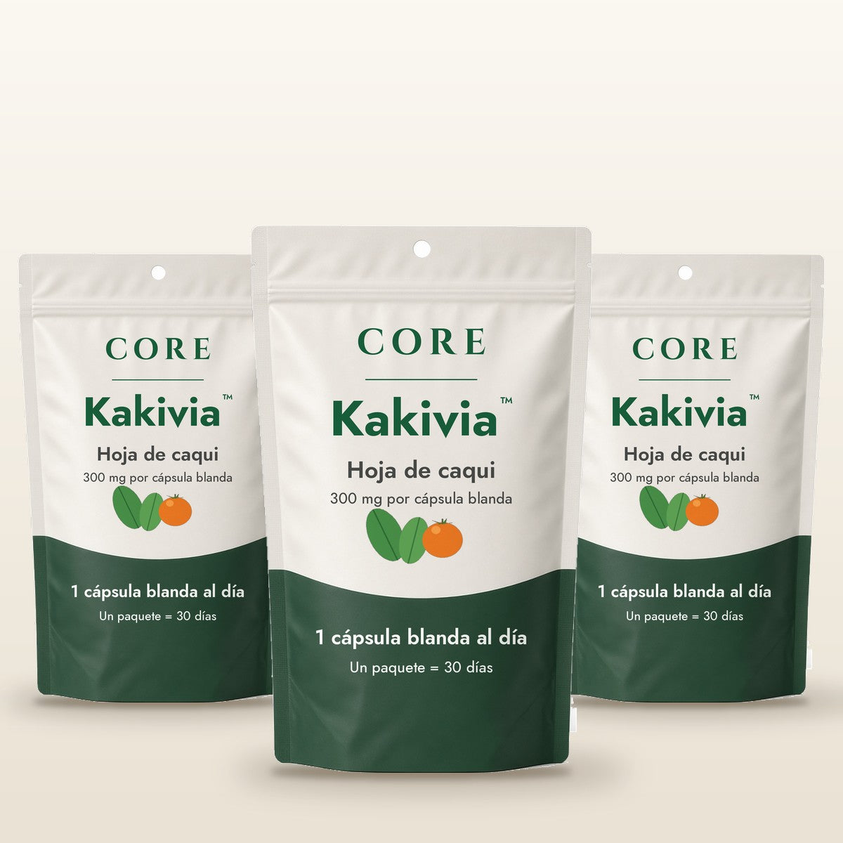 3 paquetes de Kakivia™ Persimmon Leaf Softgels: tres bolsas