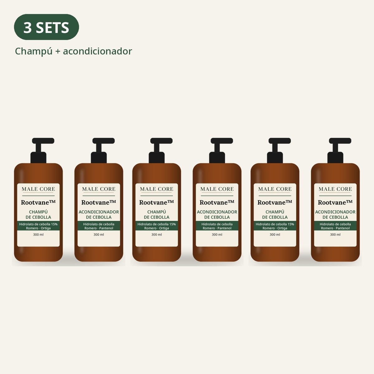 3 sets Rootvane™: champú + acondicionador