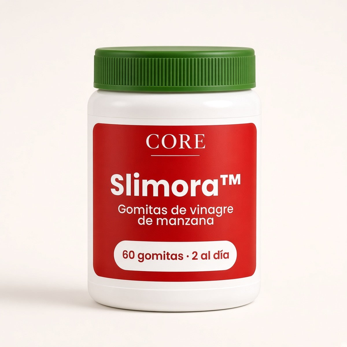 1 paquete de Slimora™ Burn Gummies: un frasco con tapa verde y etiqueta roja