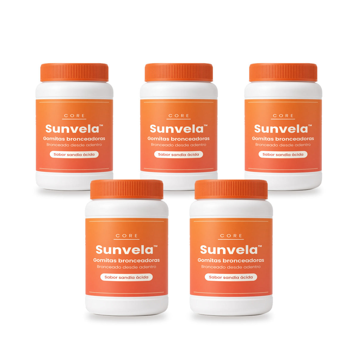 Paquete de 5 frascos de Sunvela™ gomitas bronceadoras